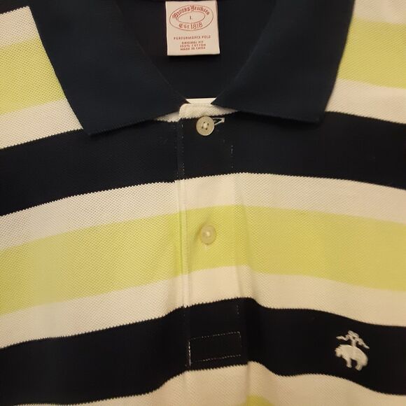 Brooks Brothers Performance Polo Men's L Original Fit Shirt Blue Green Stripes - Picture 3 of 9